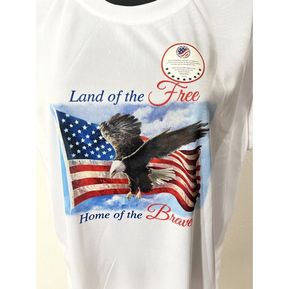 Land Of The Free Patriotic T Shirt Women Large Flag Eagle - Picture 2 of 7